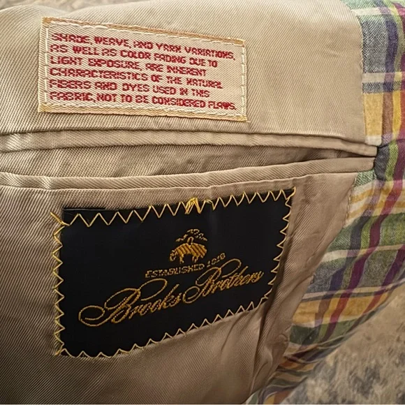 Vintage Brooks Brothers Plaid Derby Bold Sport Blazer USA Preppy Size 42R